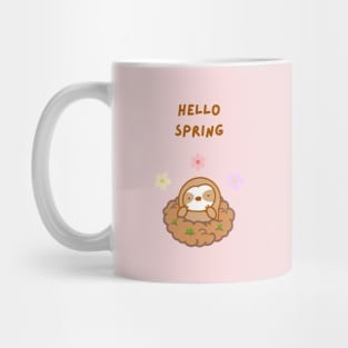 Hello Spring Flower Sloth Mug